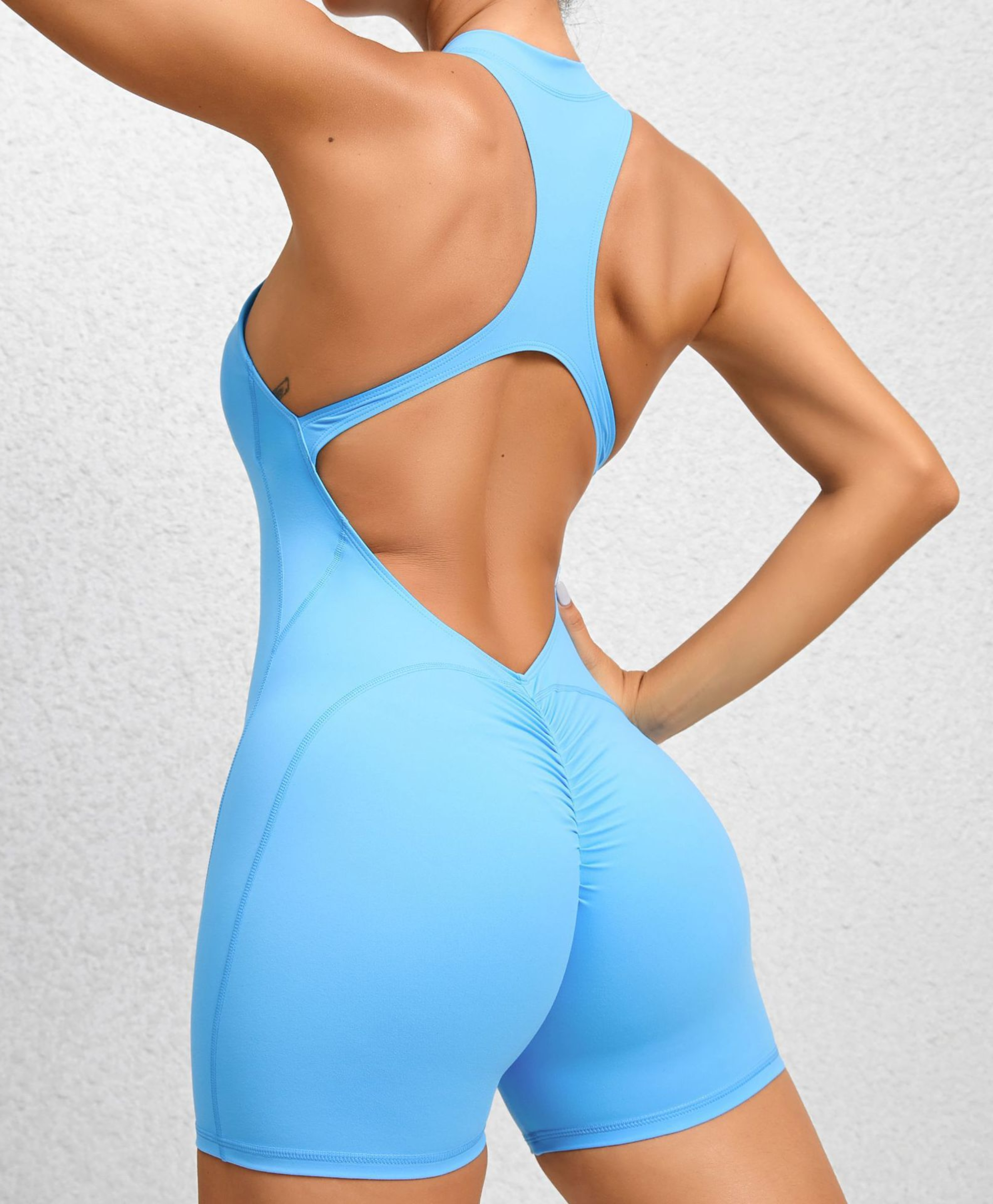 ZenFlow אוברול קצר עם ריץ רץ צבע תכלת